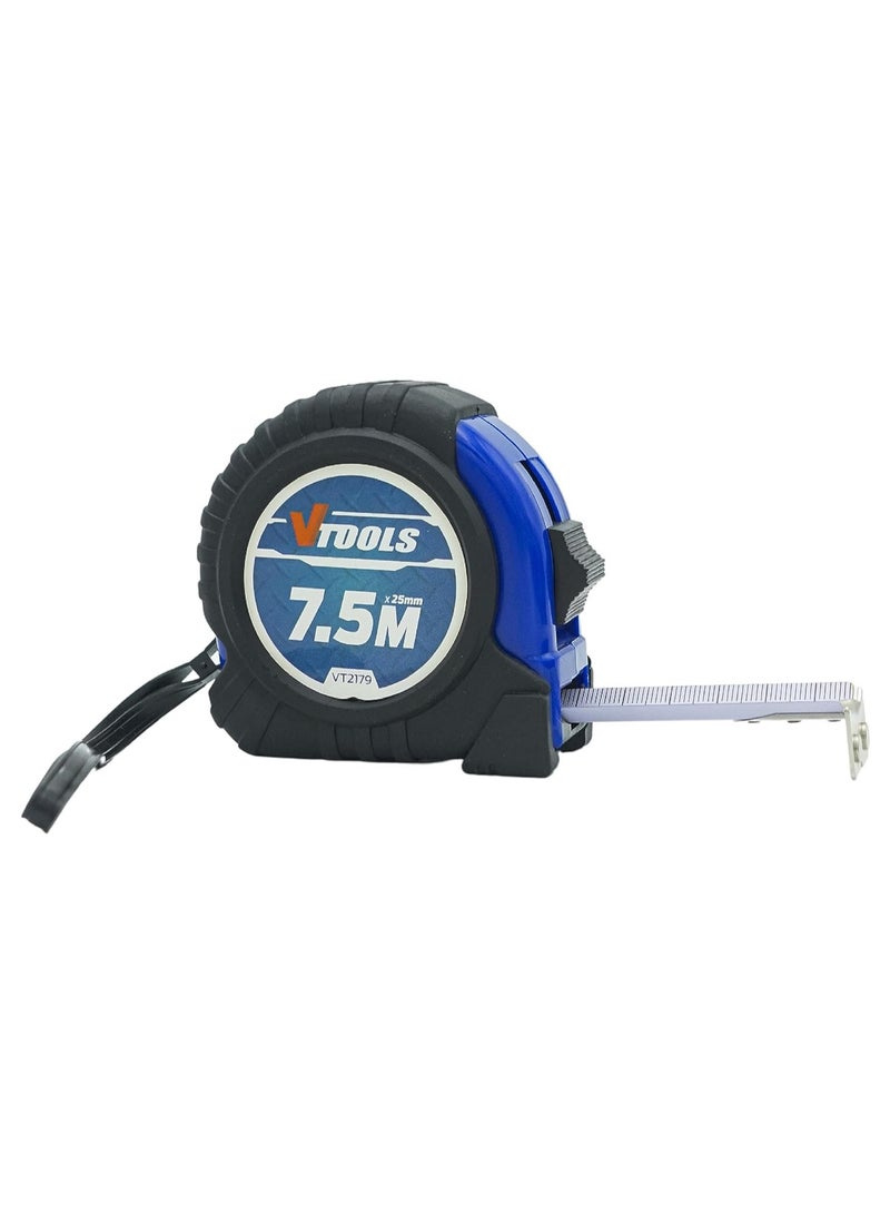 VTOOLS 7.5M Measuring Tape 1mm Blade Thickness Self-Lock Tape Measure Easy to Read Magnetic Tip Hook and Shock Absorbent Case - Image 2