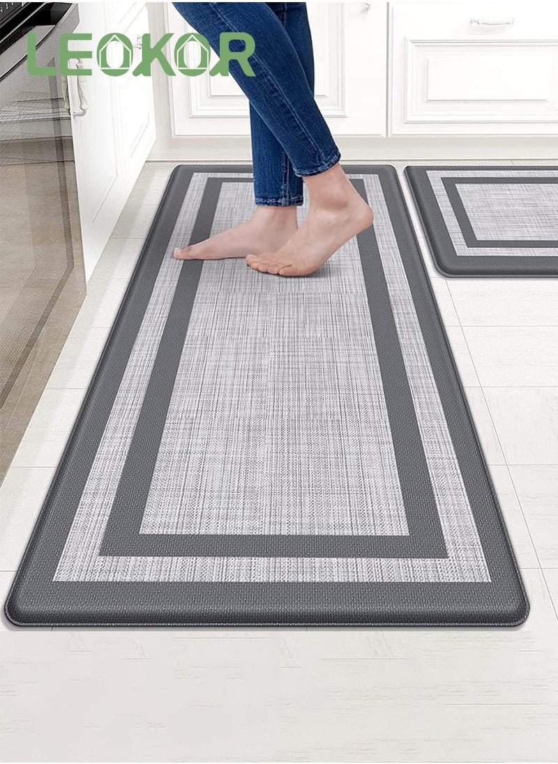 LEOKOR 2PCS Kitchen Floor Mats,Cushioned Anti-Fatigue Floor Mat Ergonomic Comfort Standing Mat for Kitchen, Floor, Office, Sink, Laundry  - Image 1