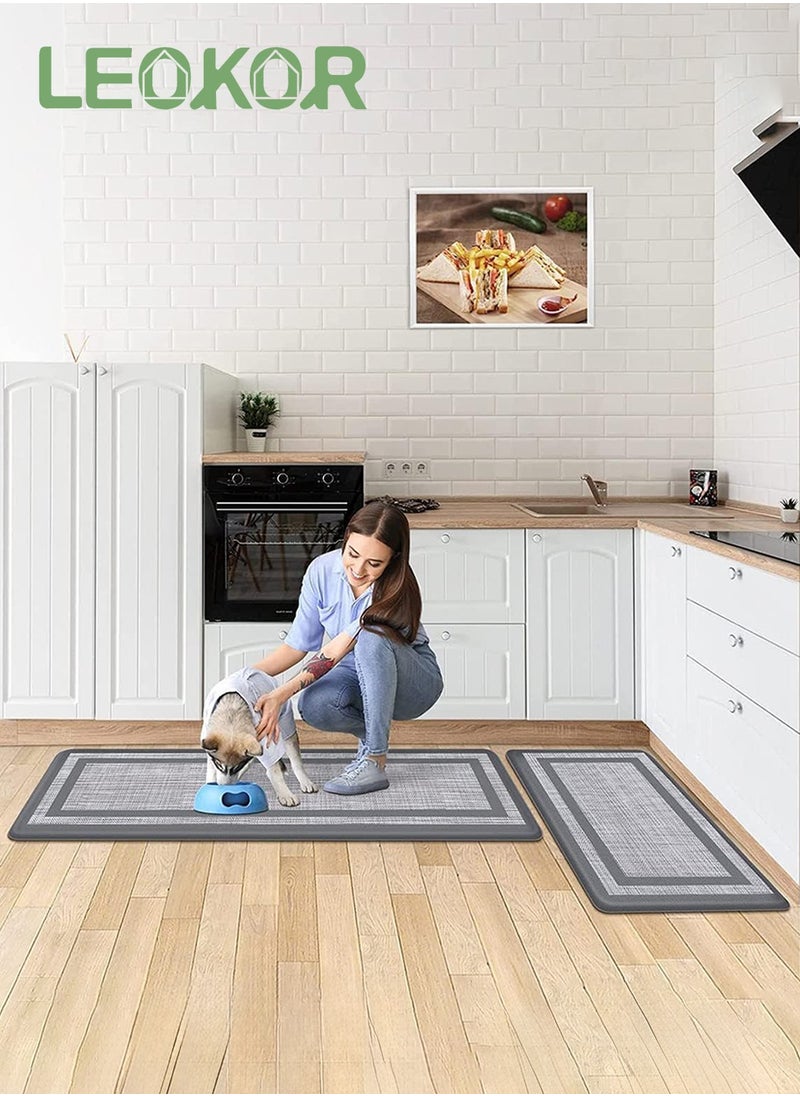 LEOKOR 2PCS Kitchen Floor Mats,Cushioned Anti-Fatigue Floor Mat Ergonomic Comfort Standing Mat for Kitchen, Floor, Office, Sink, Laundry  - Image 2