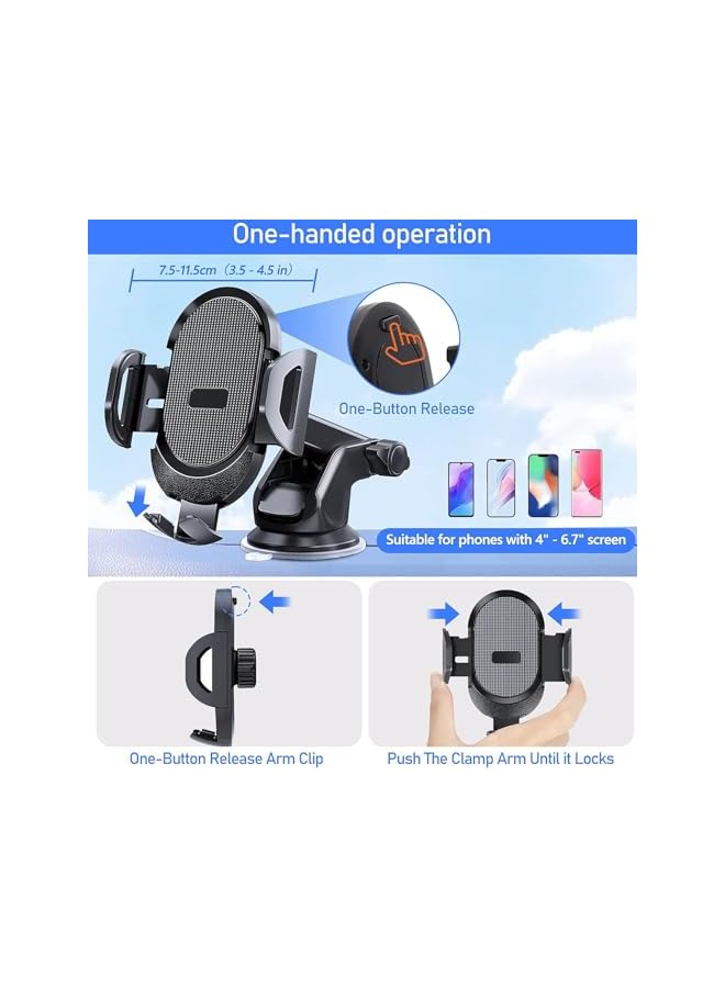 S-TOP Car Phone Holder Mobile Mount - Handsfree Driving Cellphone Stand, Smartphone Support on Dashboard, Windshield, Vent and More, Automobile Cradle - Image 3