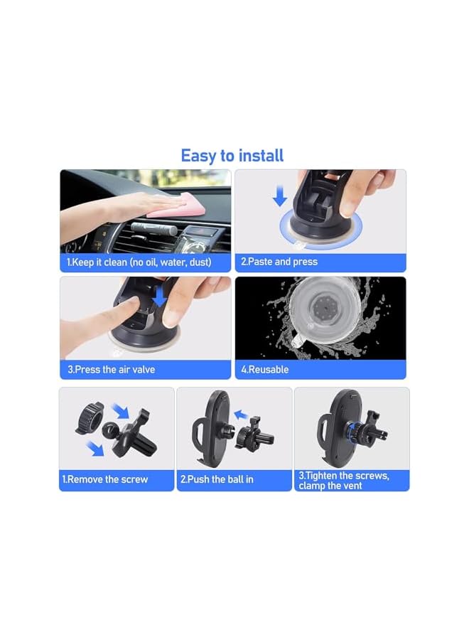 S-TOP Car Phone Holder Mobile Mount - Handsfree Driving Cellphone Stand, Smartphone Support on Dashboard, Windshield, Vent and More, Automobile Cradle - Image 4