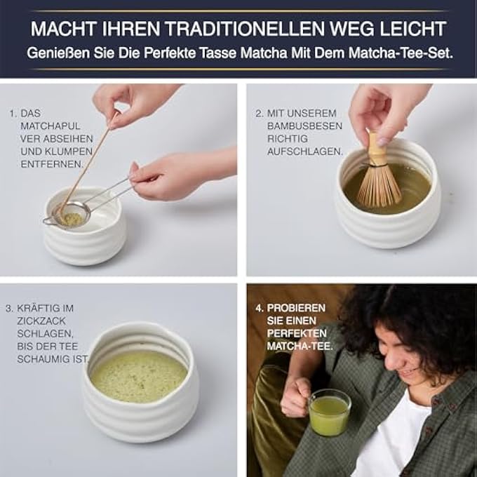 REGAL TRUNK CO Matcha Tea Set  Ceramic Tea Bowl In Traditional Size Whisk Holder And Strainer  Complete Set For Japanese Tea Ceremony Matcha  5Piece Matcha Complete Set - Image 4