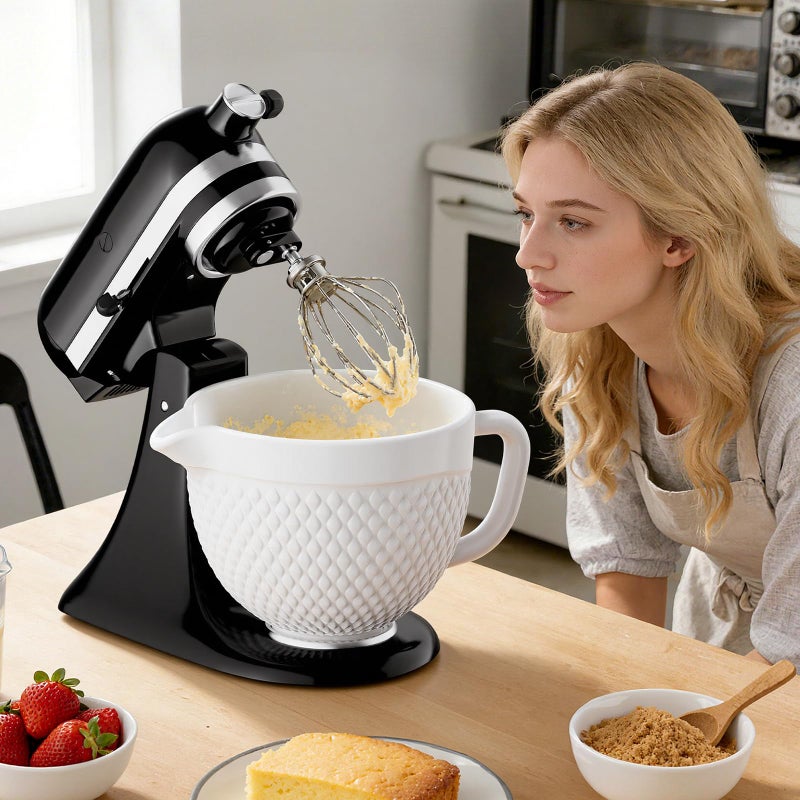 HOZODO Ceramic Mixer Bowl For KitchenAid all 4.5-5 Quart Tilt-Head Stand Mixers, 5 qt Mixing Bowl For Kitchen Aid Accessories and Attachments with Handle - Image 2