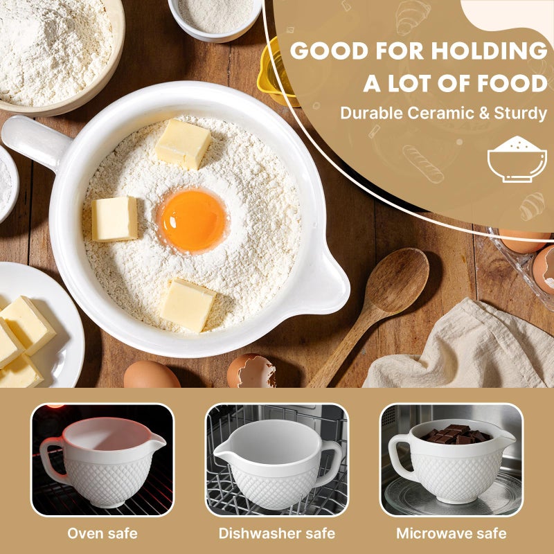 HOZODO Ceramic Mixer Bowl For KitchenAid all 4.5-5 Quart Tilt-Head Stand Mixers, 5 qt Mixing Bowl For Kitchen Aid Accessories and Attachments with Handle - Image 5