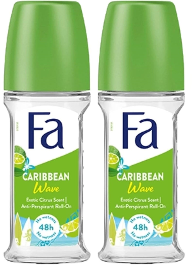 Fa Caribbean Wave Exotic Citrus Scent Roll On 50ml, Pack of 2 - Image 1