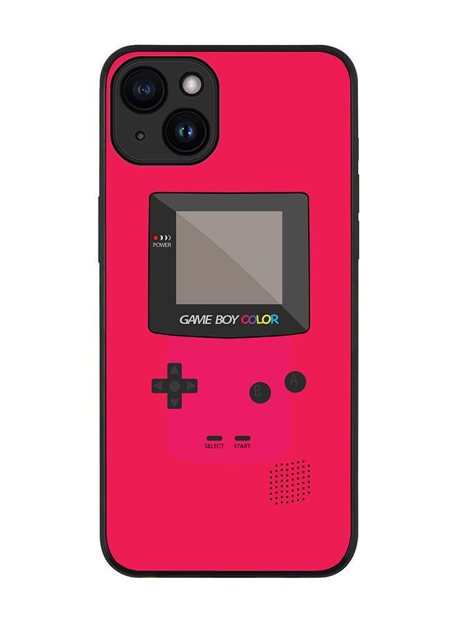 Stylizedd Cover for iPhone 15 Plus Case Rugged Black Slim fit Soft Flexible Anti Drop TPU Gel Thin Protective Phone Cases - Gameboy Color - Pink - Image 1