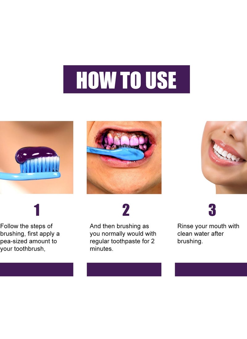 EELHOE Purple Corrector for Teeth Whitening Mousse Foam Fresh Breath Deep Cleaning Toothpaste  - Image 3