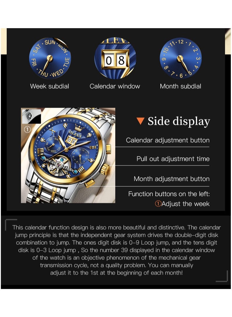 OLEVS Watches Men Automatic,Self Winding Skeleton Watches for Men Tourbillon No Battery,Luxury Stainless Steel Watch with Date Mechanical Men's Watches Waterproof Fashion for Men - pzsku/Z3172A16D7A956677E07CZ/45/_/1728890455/c261c928-7c32-4092-b7c0-a4f8e3978b84