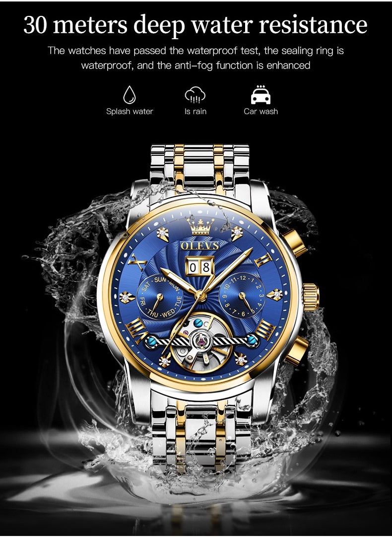 OLEVS Watches Men Automatic,Self Winding Skeleton Watches for Men Tourbillon No Battery,Luxury Stainless Steel Watch with Date Mechanical Men's Watches Waterproof Fashion for Men - pzsku/Z3172A16D7A956677E07CZ/45/_/1728890472/7f8bca75-85cd-4b77-a15a-53bb79bd1ca7