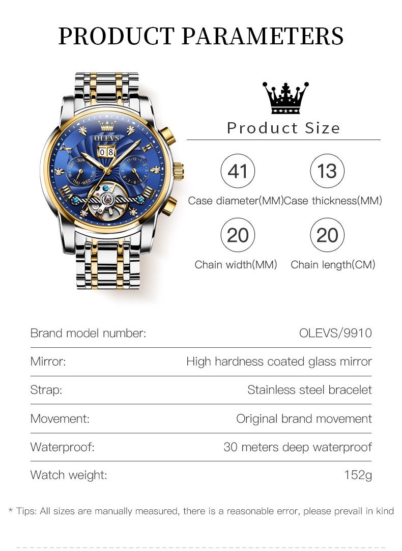 OLEVS Watches Men Automatic,Self Winding Skeleton Watches for Men Tourbillon No Battery,Luxury Stainless Steel Watch with Date Mechanical Men's Watches Waterproof Fashion for Men - pzsku/Z3172A16D7A956677E07CZ/45/_/1728890478/913cd7f0-ea00-42c3-ad70-28f3f7952aaa