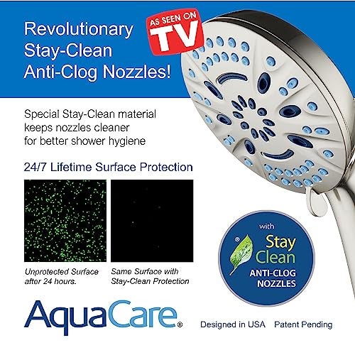 AquaCare Magneton High-Pressure 8-mode Handheld Shower Head with Magnetic Guidance Docking System - 2 Magnetic Brackets, 5 inch Face, Hygienic Jets, 6 ft. Stainless Steel Hose - All Nickel Finish - Image 5