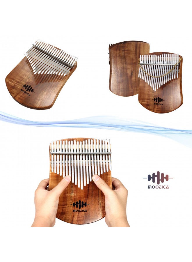MOOZICA MOOZICA 21 Keys Solid Koa Kalimba Thumb Piano, Single Solid Wood Flat-board Professional Kalimba Marimba with Learning Instruction and High Performance Carrying Case (Acacia Koa, 21-Key)  - Image 3