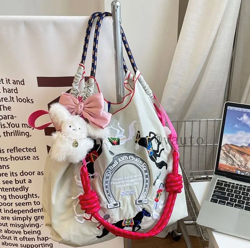 2025 Shopping Bag Embroidered Shopping Bag Niche Fashion Handbag Japanese Style Shoulder Bag Women'S Crossbody Bag - Image 4