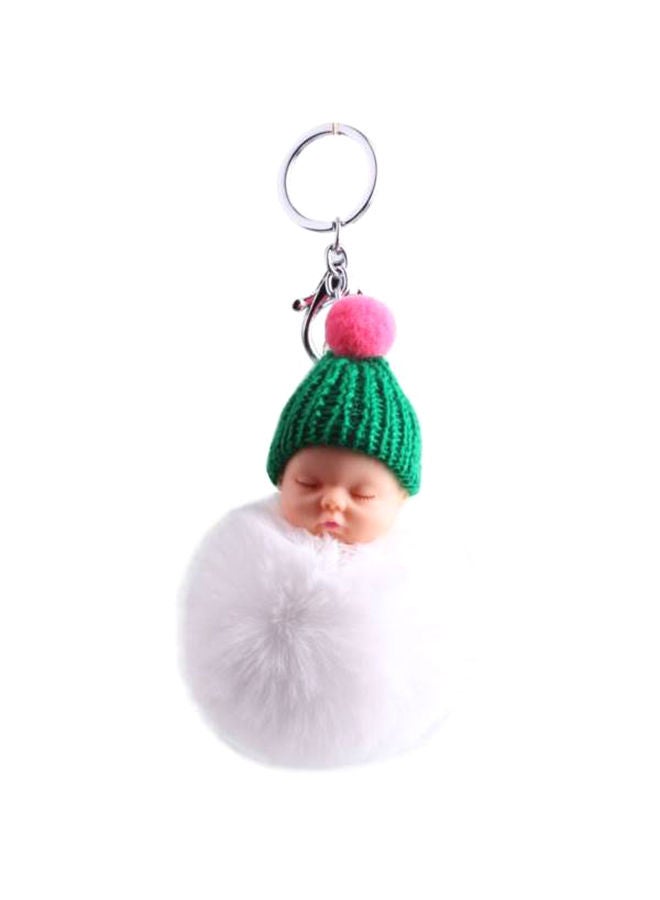 NIBEMINENT Sleeping Baby Doll Fake Fur Fluffy Ball Toys Key Chain