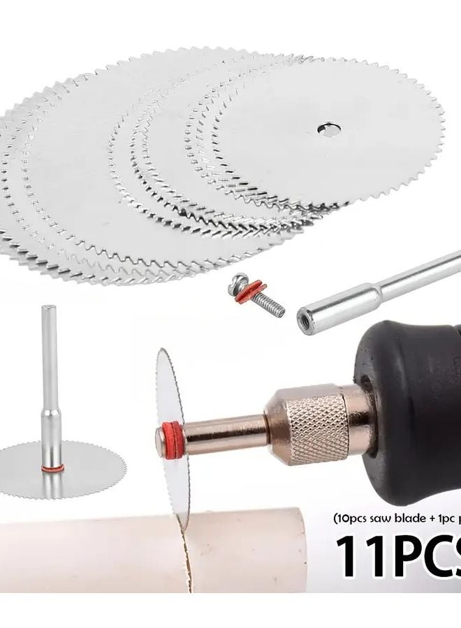 11pcs Stainless Steel Wood Cutting Disc Set Rotary Tool Circular Cutoff Saw Blade - Image 1