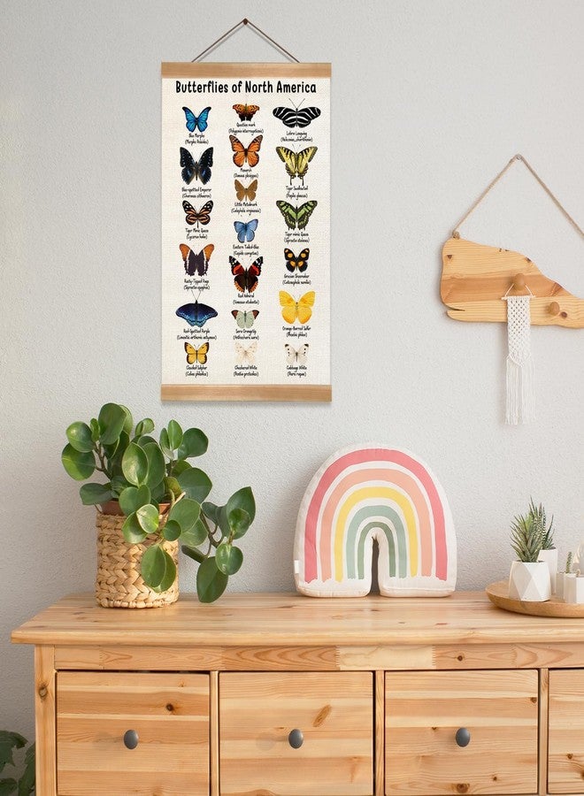 ZTGDA Vintage Butterfly Poster, North American Butterfly Wall Decor,Educational Linen Wall Art with Wood Frame, Nature Learning Hanging Banner for Homeschool, Classroom, Nursery, or Playroom Decor,12x16inch - Image 5
