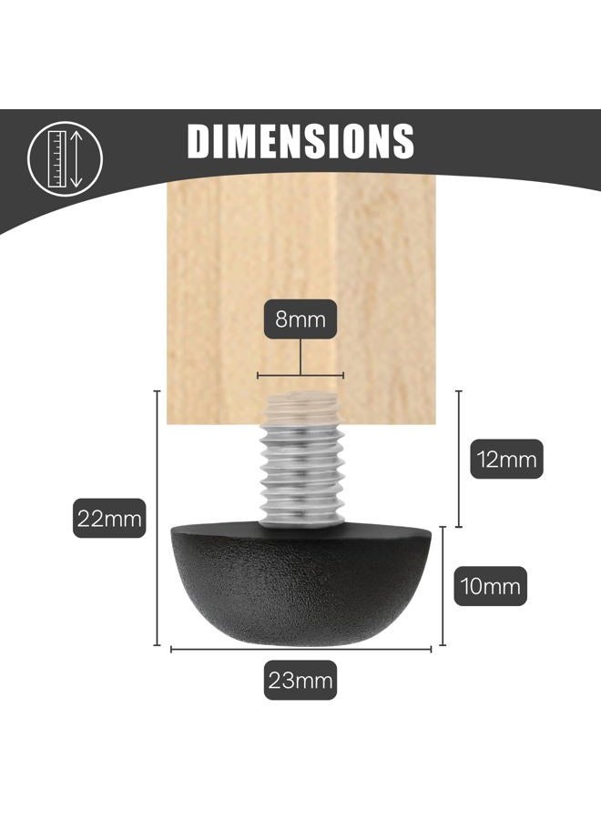 Project Patio 8mm x 1.25 M8 Screw in Adjustable Threaded Outdoor Furniture Feet Levelers (16, Black) - Image 3