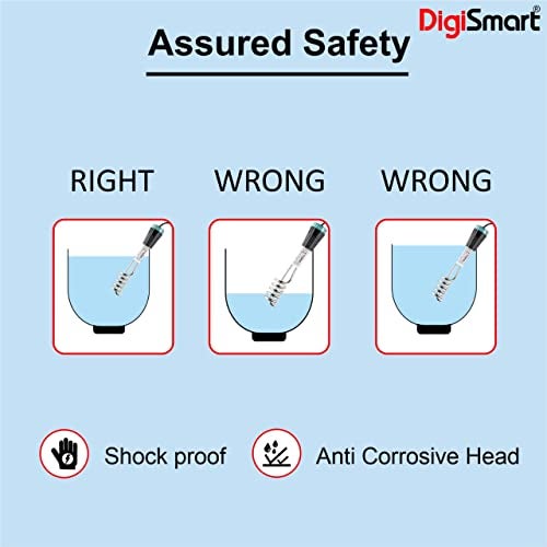 DigiSmart 2000W Immersion Water Heater Rod | Shock Proof | Double ISI Certified | Stainless Steel Heating Element | ABS Body with Bucket Clip | Fast Heating | 1 Year Warranty | Black - Image 5