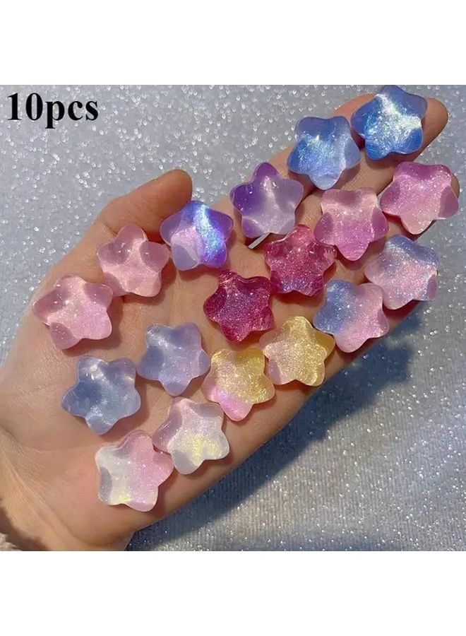 10 قطعة عشوائية اللون النجوم المتلألئة المضيئة في الظلام خرز DIY صنع المجوهرات - Image 1