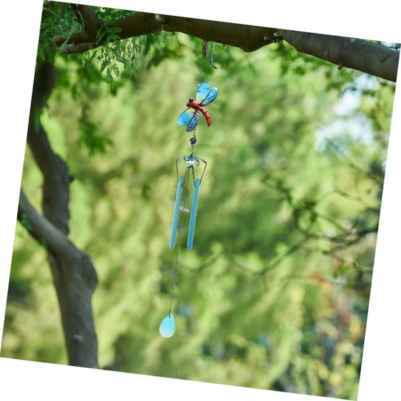 klarako 1pc Light Ornaments Chime Glass for Diamond Deck Wind Decorative Dragonfly Home Pendant Hanging Garden Outdoor Drop Porch Patio Metal Creative Stained Tube - Image 1