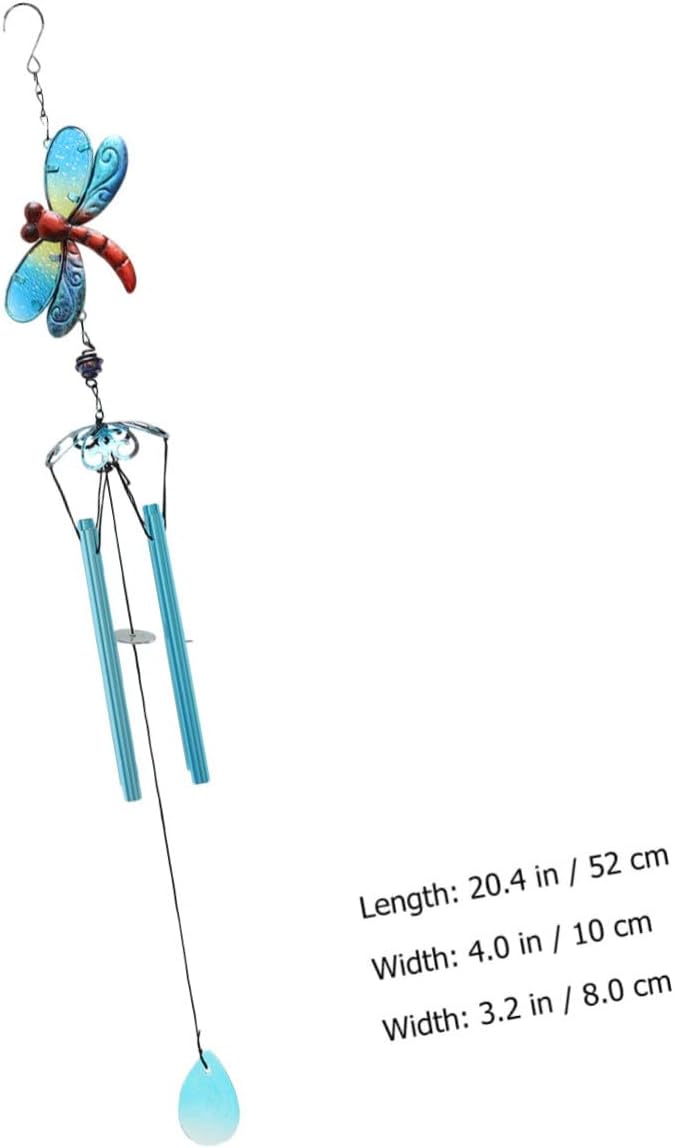 klarako 1pc Light Ornaments Chime Glass for Diamond Deck Wind Decorative Dragonfly Home Pendant Hanging Garden Outdoor Drop Porch Patio Metal Creative Stained Tube - Image 5