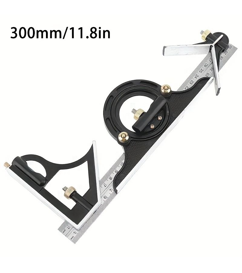 Stainless Steel 300mm Type T Ruler Set Multi Purpose Square Protractor - Image 2