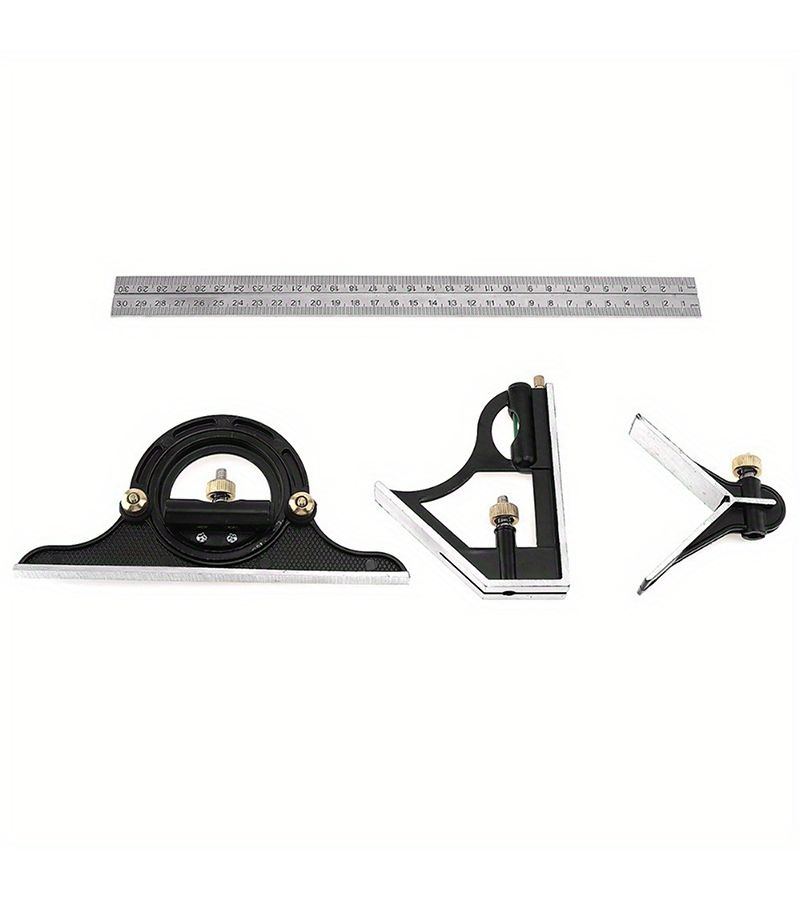 Stainless Steel 300mm Type T Ruler Set Multi Purpose Square Protractor - Image 5