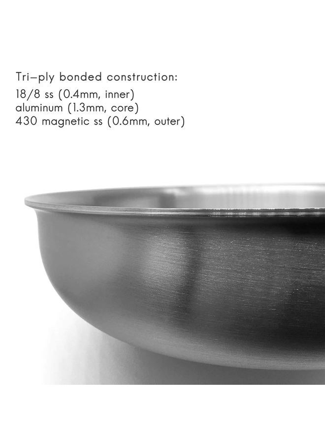 Fortune Candy 8-Inch Fry Pan with Lid, 3-ply Skillet, 18/8 Stainless Steel, Dishwasher Safe, Induction Ready, Silver - Image 4