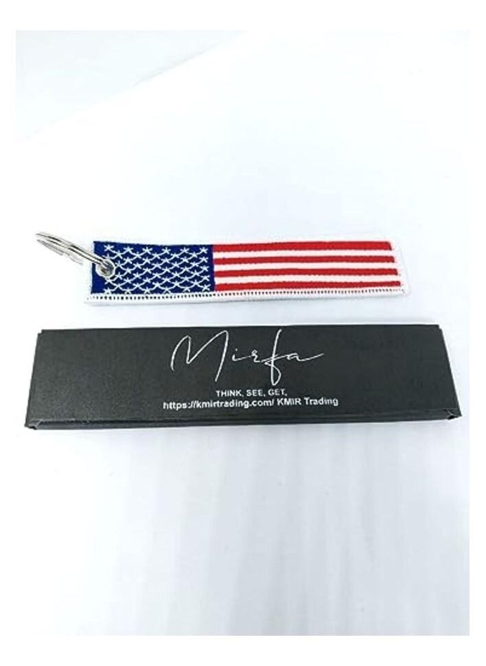 MIRFA USA Flag Keychain Tag with Key Ring, EDC for Motorcycles, Scooters, Cars and Gifts Flag Key Chain, 100% Embroidered  - Image 1