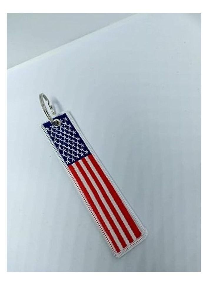 MIRFA USA Flag Keychain Tag with Key Ring, EDC for Motorcycles, Scooters, Cars and Gifts Flag Key Chain, 100% Embroidered  - Image 3