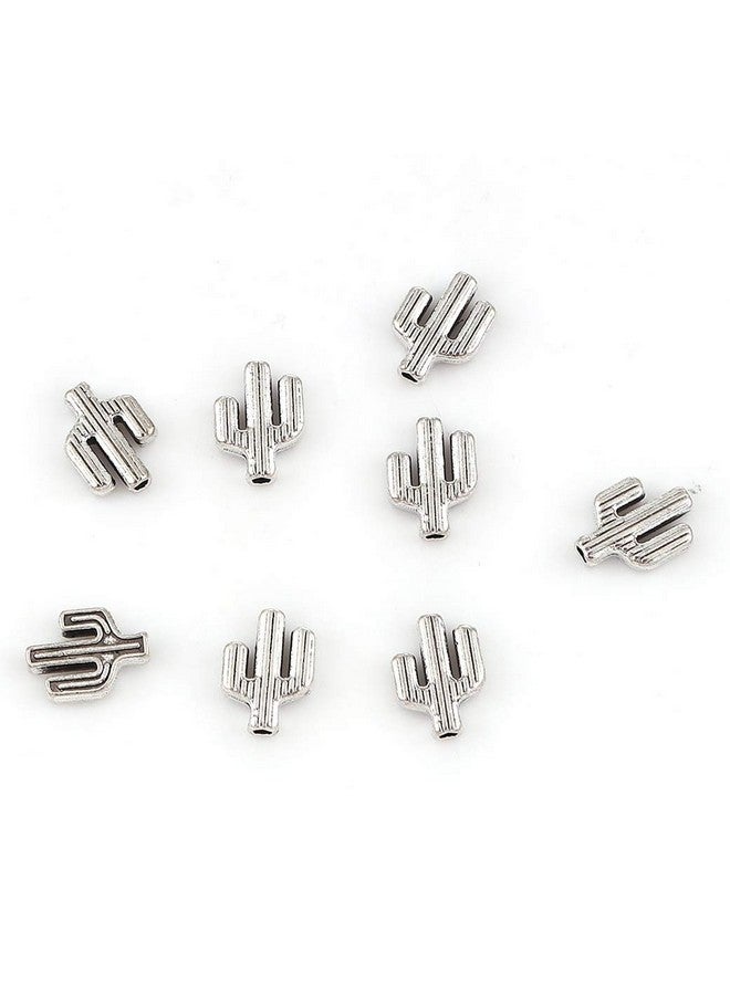 JGFinds Small Western Cactus Spacer Beads Silver Tone 95 Pack (Style A) For Cacti Country Western Jewelry Earrings Charm Bracelets Or Diy Keychains - Image 1
