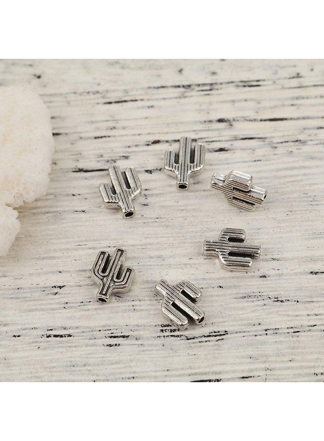 JGFinds Small Western Cactus Spacer Beads Silver Tone 95 Pack (Style A) For Cacti Country Western Jewelry Earrings Charm Bracelets Or Diy Keychains - Image 3