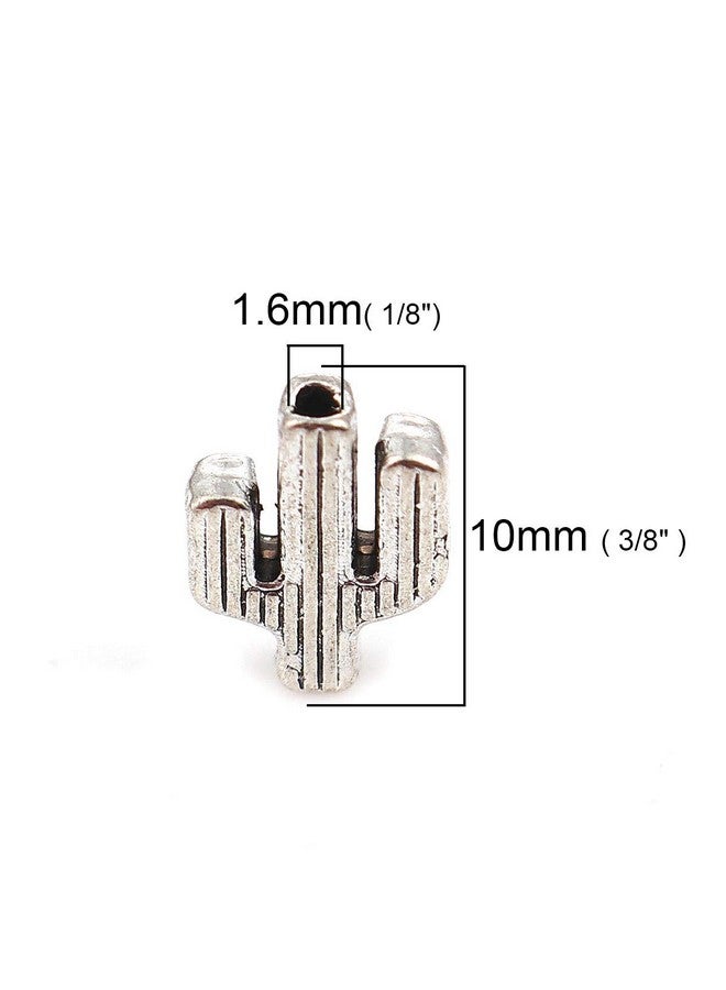 JGFinds Small Western Cactus Spacer Beads Silver Tone 95 Pack (Style A) For Cacti Country Western Jewelry Earrings Charm Bracelets Or Diy Keychains - Image 4