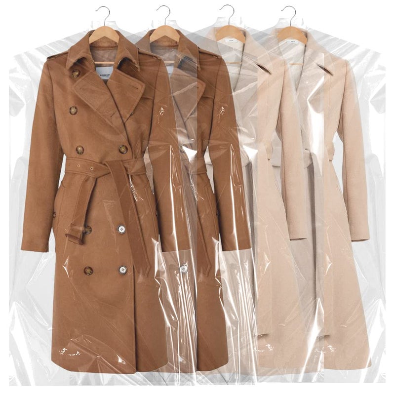 بيشيدا، 20 كيس ملابس بلاستيكي، 60 بوصة، أكياس تنظيف جاف، أكياس بلاستيكية شفافة، أكياس غسيل ملابس، أكياس لتعليق الملابس، أكياس لتخزين الملابس، أكياس للفساتين الطويلة والتنانير والمعاطف والبدلات والقمصان والسترات