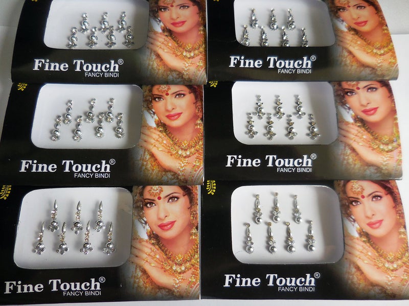 Fine Touch 8 Pack - 56 Silver, Golden,Black,Multicolored Face Jewels crystal - Image 3