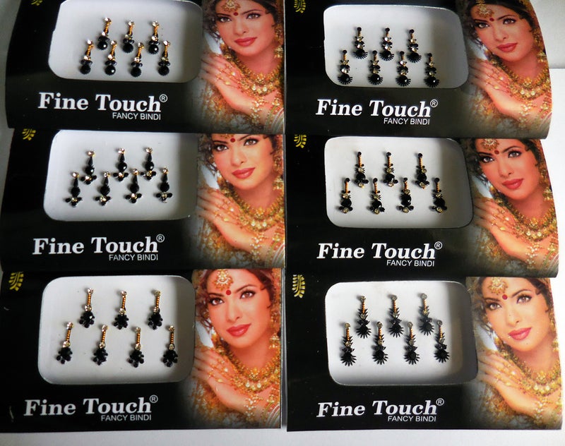 Fine Touch 8 Pack - 56 Silver, Golden,Black,Multicolored Face Jewels crystal - Image 5