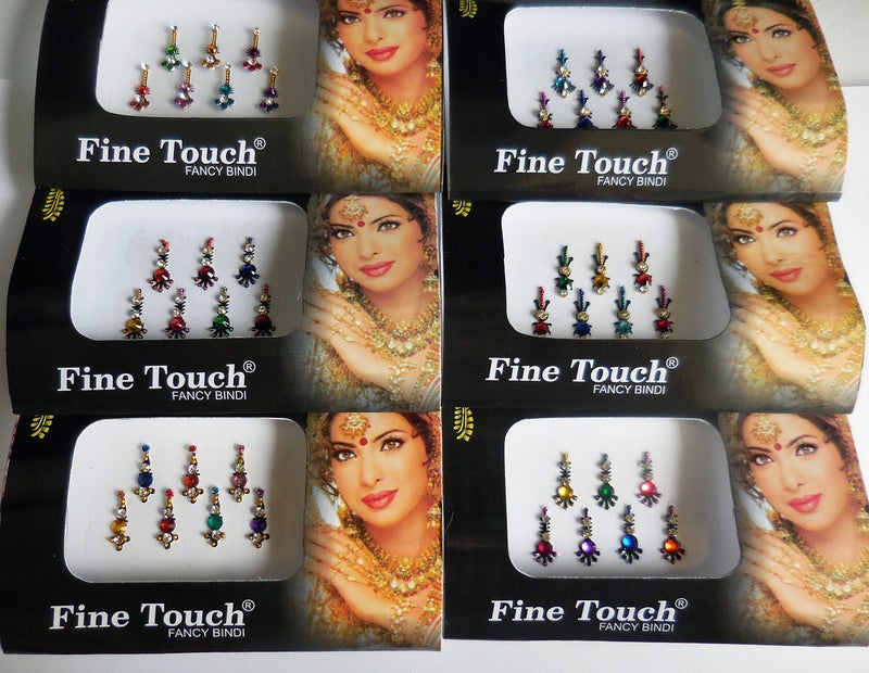 Fine Touch 8 Pack - 56 Silver, Golden,Black,Multicolored Face Jewels crystal - Image 4