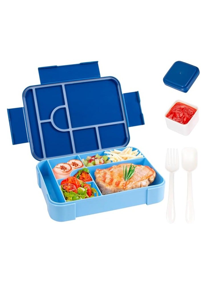 عام علبة بنتو بسعة 1330 مل، علبة بنتو مقاومة للماء للأطفال والبالغين، تحتوي على 7 أقسام ومجموعة أدوات تناول الطعام - مناسبة للأطفال، المدرسة، الروضة، المكتب - قابلة للاستخدام في الميكروويف. - Image 1