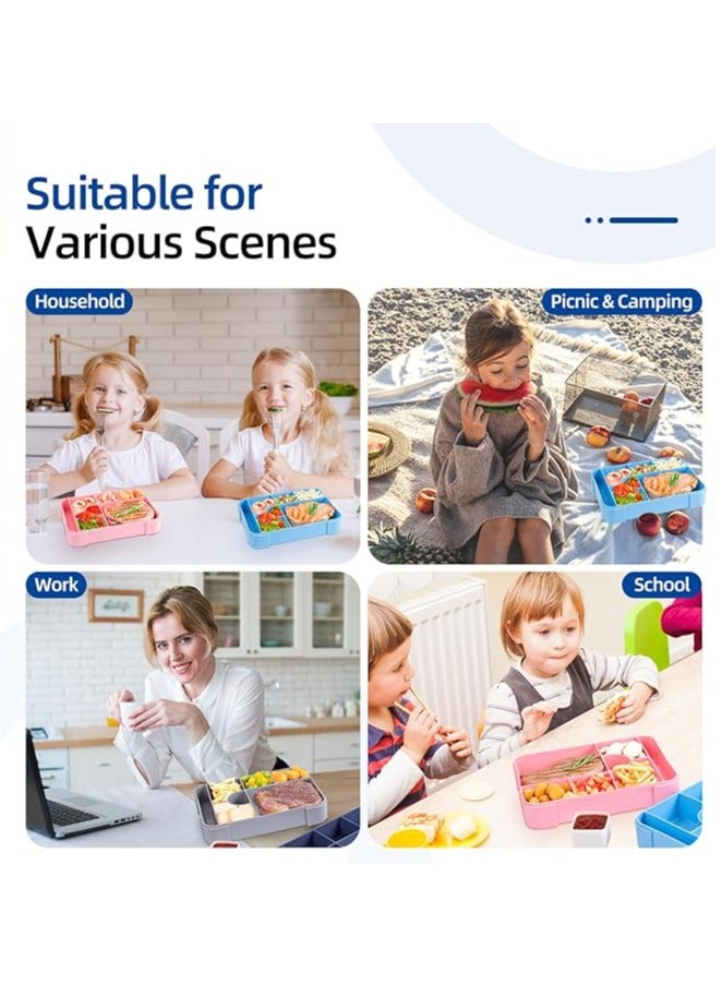 عام علبة بنتو بسعة 1330 مل، علبة بنتو مقاومة للماء للأطفال والبالغين، تحتوي على 7 أقسام ومجموعة أدوات تناول الطعام - مناسبة للأطفال، المدرسة، الروضة، المكتب - قابلة للاستخدام في الميكروويف. - Image 5