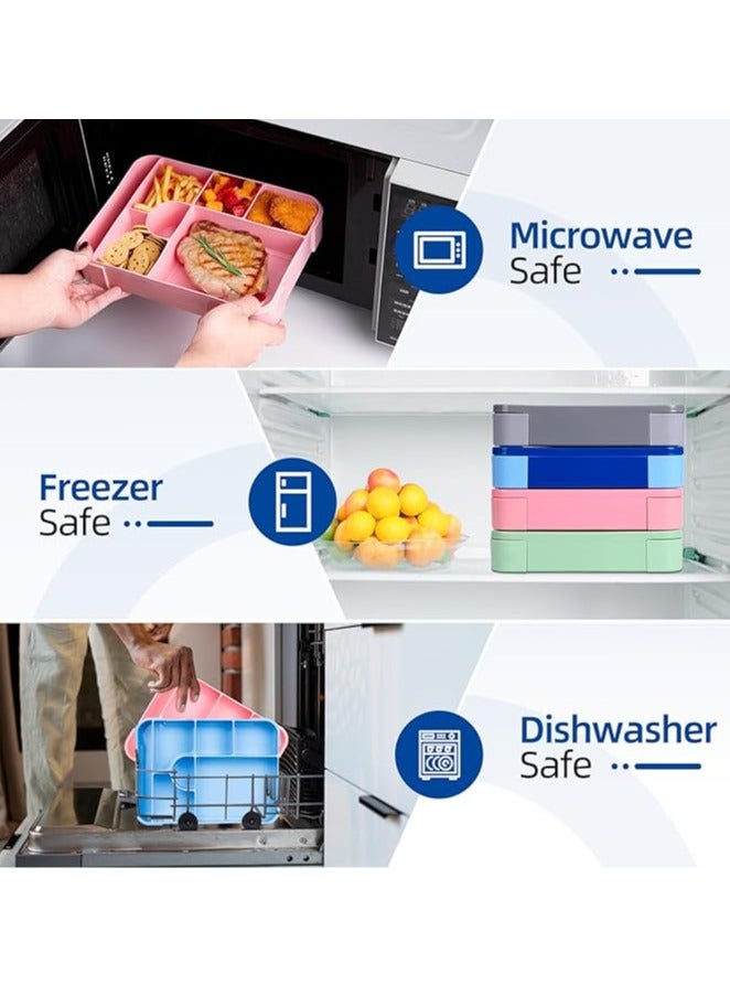 عام علبة بنتو بسعة 1330 مل، علبة بنتو مقاومة للماء للأطفال والبالغين، تحتوي على 7 أقسام ومجموعة أدوات تناول الطعام - مناسبة للأطفال، المدرسة، الروضة، المكتب - قابلة للاستخدام في الميكروويف. - Image 4