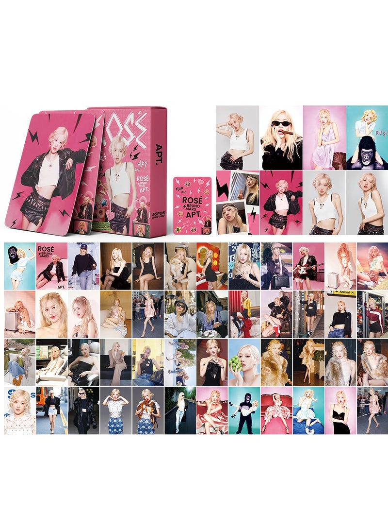 xozgdovg Integrated small card KPOP Korean Wave photo card 55 boxed DIY collection IVE aid ROSE pink small card -APT 
