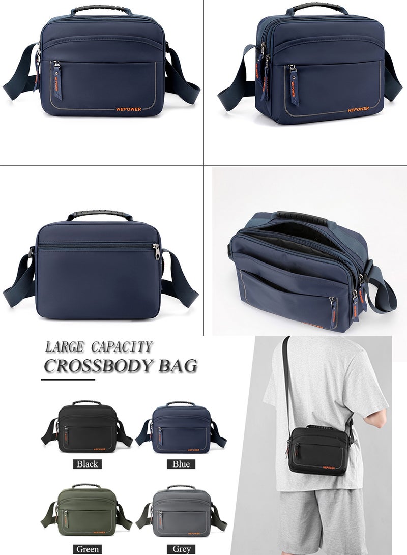 Qiccijoo Small Messenger Bag Crossbody Bags for Men and Women Shoulder Bag Sling Bag Travel Bag for Work Business Satchel Bags Small Carry Bags Purse(Blue) - Image 2