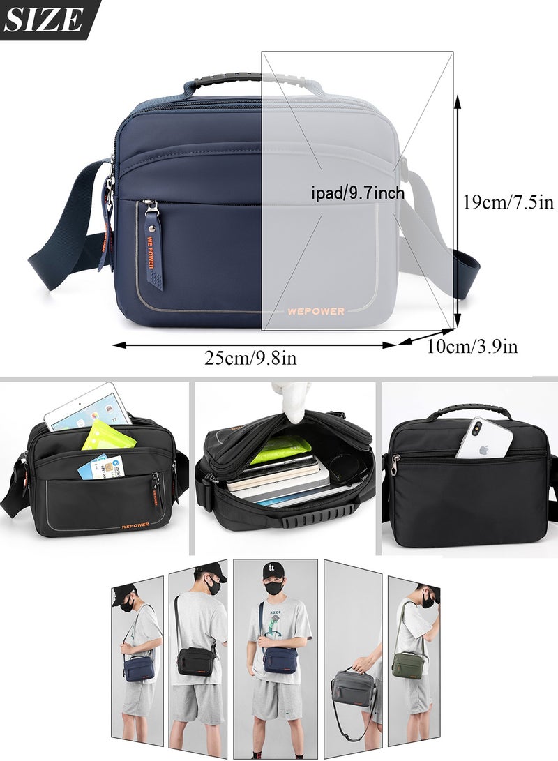 Qiccijoo Small Messenger Bag Crossbody Bags for Men and Women Shoulder Bag Sling Bag Travel Bag for Work Business Satchel Bags Small Carry Bags Purse(Blue) - Image 5