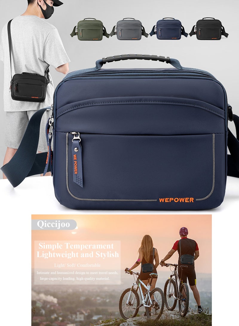 Qiccijoo Small Messenger Bag Crossbody Bags for Men and Women Shoulder Bag Sling Bag Travel Bag for Work Business Satchel Bags Small Carry Bags Purse(Blue) - Image 3