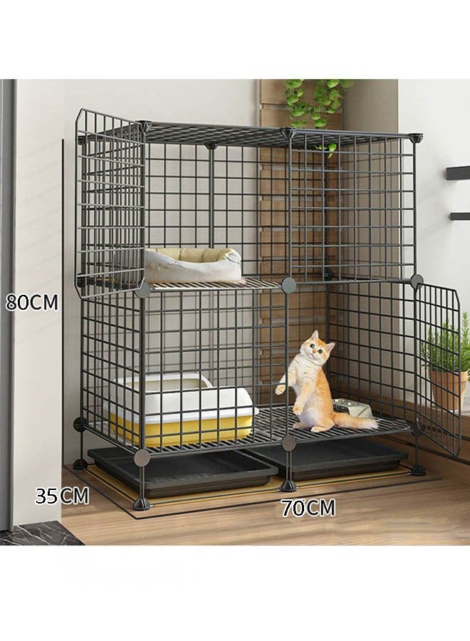 Generic 2-Tier Cat Cage Indoor Removable Kennels Detachable Metal WireCat Playpen Crate Large Exercise Place Ideal for 1-2 Cat  - Image 1