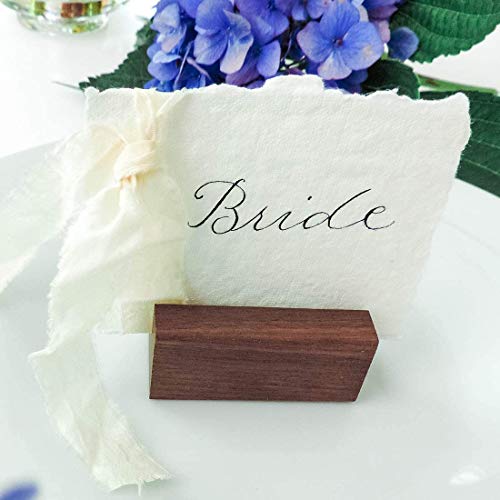NJ OVERSEAS NJ Natural Wood Card Holders Wood Place Card Holders length 6 cm, Premium Rustic Table Number Holders, Table Place Cards, Wood Photo Holders, Wedding Party Table Name, Photo holder, Surprise Card Holder: 10 Pcs - Image 5
