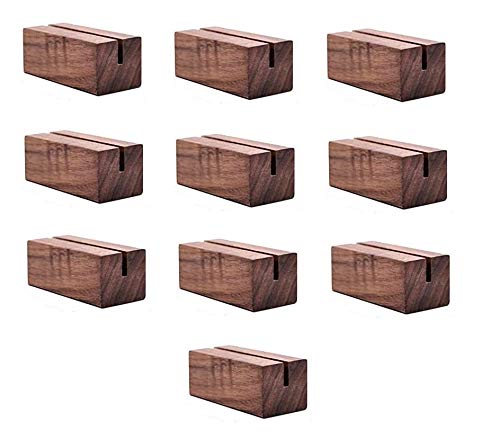 NJ OVERSEAS NJ Natural Wood Card Holders Wood Place Card Holders length 6 cm, Premium Rustic Table Number Holders, Table Place Cards, Wood Photo Holders, Wedding Party Table Name, Photo holder, Surprise Card Holder: 10 Pcs - Image 1