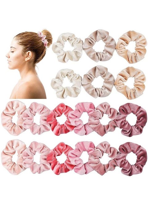 18 Pcs Blush Theme Hair Scrunchies Velvet Elastic Hair Bands Pink Love Scrunchy Hair Ties Hair Bobbles for Women and Girls