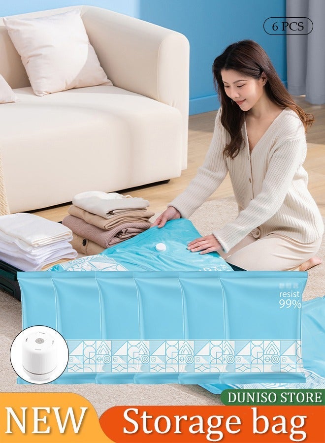 DUNISO Vacuum Seal Storage Bags, 6 Pack (50*70cm)Space Saver Vacuum Storage Bags For Travel, Reusable Compression Bags For Bedding, Clothes, Curtains (Electric Air Pump) - Image 1