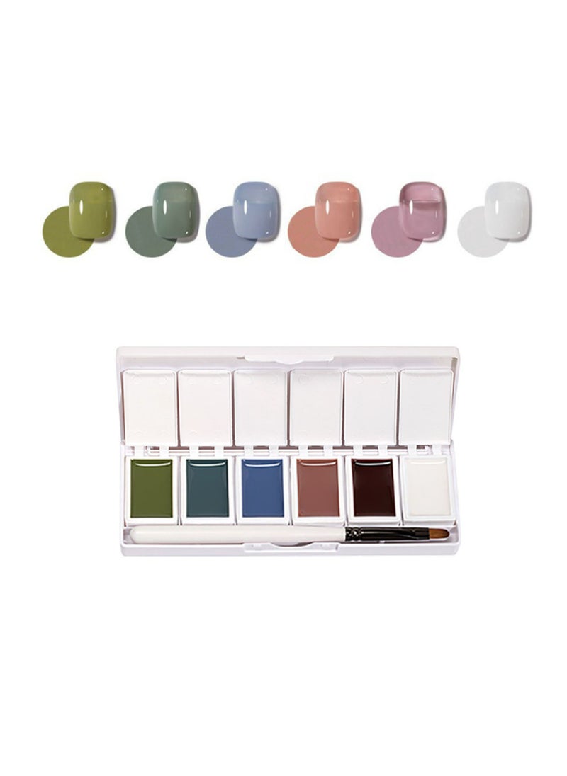 Miss Gooey Gel Nail Polish Set With UV Light 6 Colors Cream Solid Kit Brush Art Neutral Nude Glossy Glitter Soak Off DIY Manicure At Home For Nails Travel Size  - Image 1
